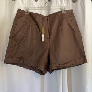 NWT Lauren Conrad soft leather feel camel brown shorts. 4” inseam size 16.